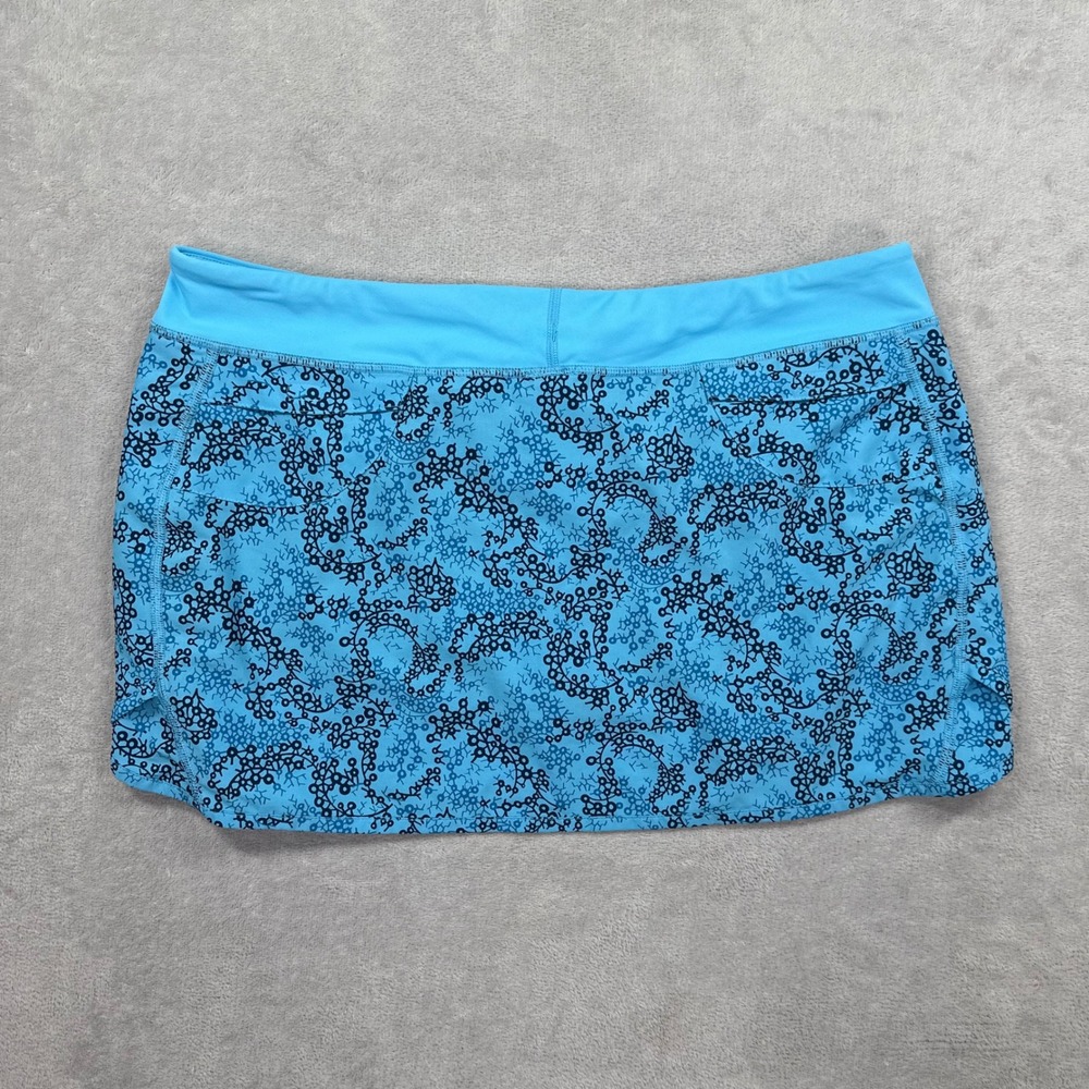 Patagonia Skort Women Large Blue Floral Activewear Running Hiking Outdoor Summer - Picture 5 of 10